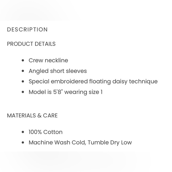 NEW WITH TAGS THE GREAT THE BOXY CREW FLOATING DAISY Size 0 XS - Picture 8 of 8